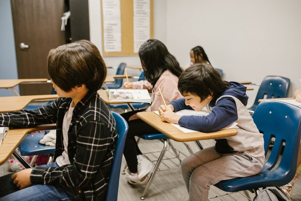 Students studying in a classroom